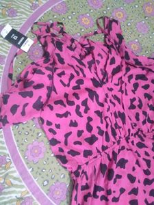 Pink Leopard Print Cold Shoulder Romper