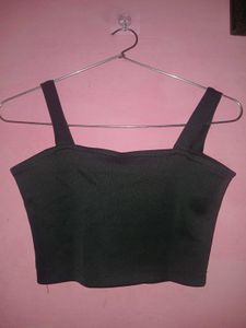 Sleek Black Ribbed Crop Top