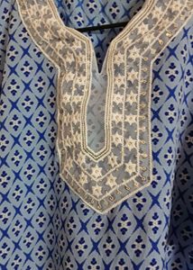 3 Printed Kurta with Neck Embellishment