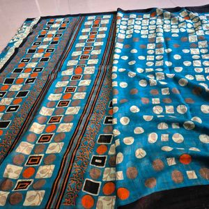 Daily Wear Blue Printed Saree