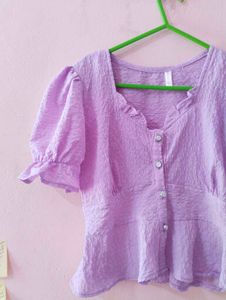 Cute Purple Puff Sleeve Top