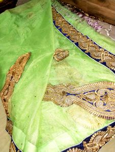 Elegant Green Saree with Embellishments