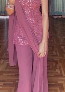 Elegant Pink Y2k Sequined Kurta Set