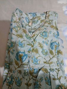 Blue Floral Block Print Kurta