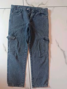 Women’s Dark Blue Denim Cargo Jeans | Slim/Narrow