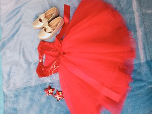 Girls red colour tutu dress for birthday party