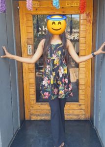 Vibrant Floral Print Mini Dress # No ritun