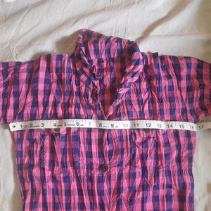 💕💜 Cute Pink &amp; Purple Plaid Checker Shirt Top
