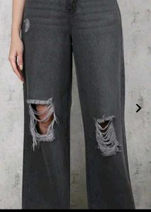 Women's Ripped Wide Leg Jeans