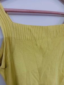 Bright Yellow Square Neck Tank Top