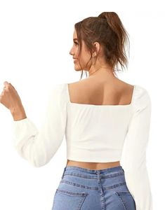 White Square Neck Corset Top