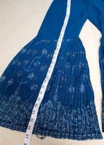Girls Teal Embroidered Gharara Set