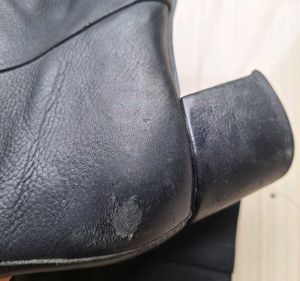 Black Faux Leather Block Heel Ankle Boots
