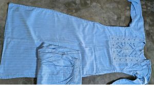 Light Blue Striped Kurta Set