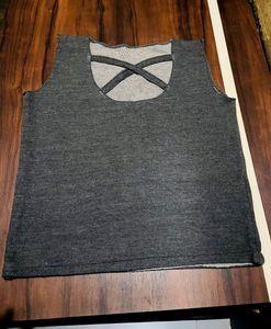 Woollen Crop Top With Front Crisscross