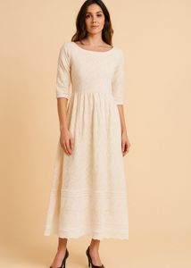 Aacho White Dress With Dupatta