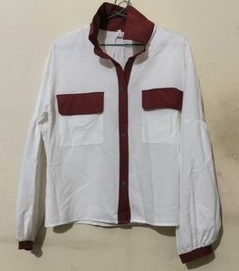 Chic White & Maroon Blouse