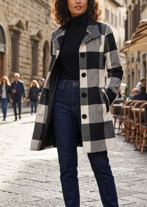 Checkered Wool Coat