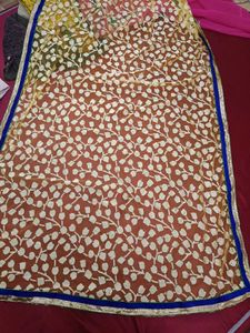 Elegant Yellow &amp; Pink Net Saree with blouse