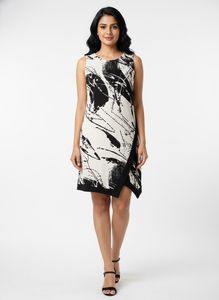 Abstract Black & White Sleeveless short Dress