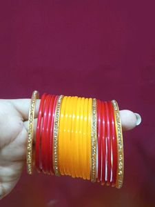 Vibrant Red &amp; Yellow Bangle Set