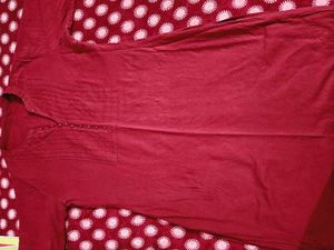 Maroon Cotton Kurta