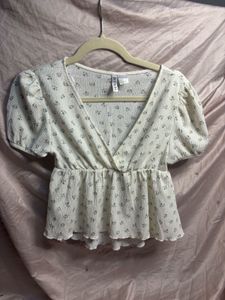 Chic Floral Print Peplum Top
