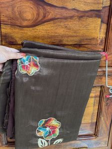 Elegant Brown Embroidered Saree
