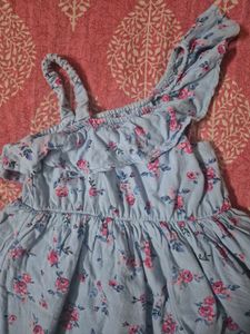 Light Blue Floral Ruffle Dress