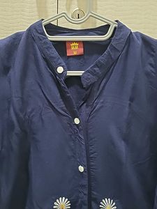 Blue Embroidered Kurta upDown style