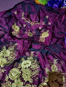 Purple &amp; Gold Embroidered Lehenga
