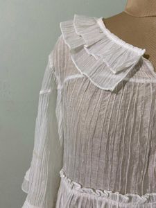 White Ruffle Collar Top