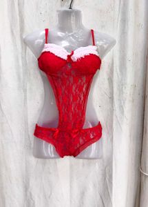 3168. Red Lace Teddy Bodysuit