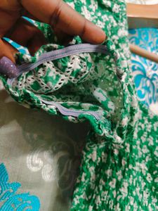 Bershka Green Floral Smocked Crop Top