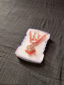 orange & Silver Necklace and Earring Set