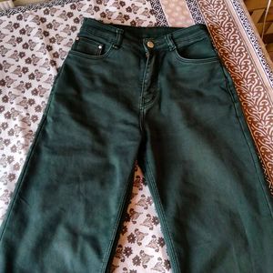 Dark Green Wide Leg Jeans