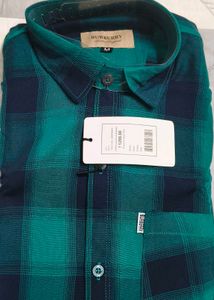 Burberry Green & Navy Plaid Shirt