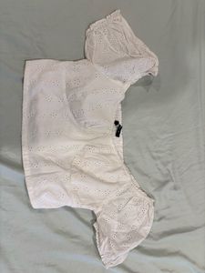 White Broderie Anglaise Crop Top