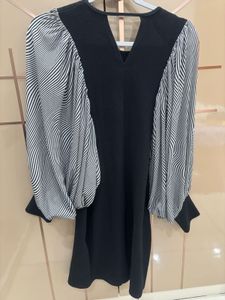 Women Black Solid Batwing Sleeve Dress