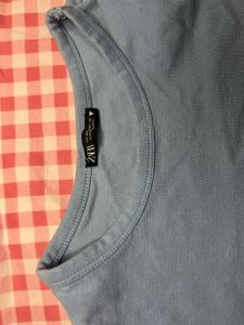 Blue Basic Cropped T-Shirt