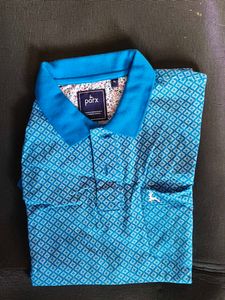 Stylish Blue Patterned Polo Shirt