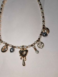 Pearl &amp; Charm Necklace (anti tanish)