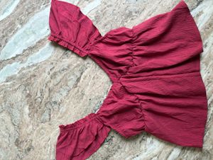 Maroon Ruffled Cap Sleeve Top