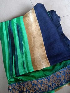 Vibrant Striped Silk Blend Saree