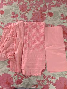 Pink Floral Kurta Suit Material
