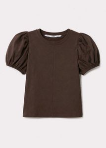 Brown Puff Sleeve T-Shirt