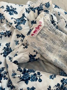 Floral Print Midi Dress with Puff Sleeves