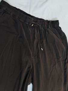 Men's Brown Relaxed Fit Drawstring Pants