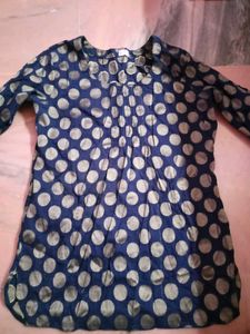 Elegant Navy Blue Polka Dot Kurta