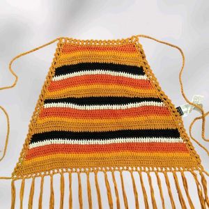 Crocheted Striped Halter Top S